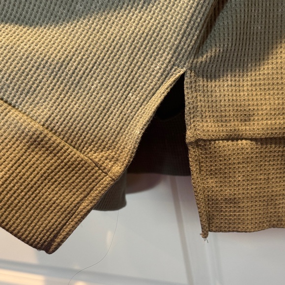 Womens Oversized Waffle Knit Crewneck Sweatshirts Side Slits Casual Pullover Top - Picture 7 of 7